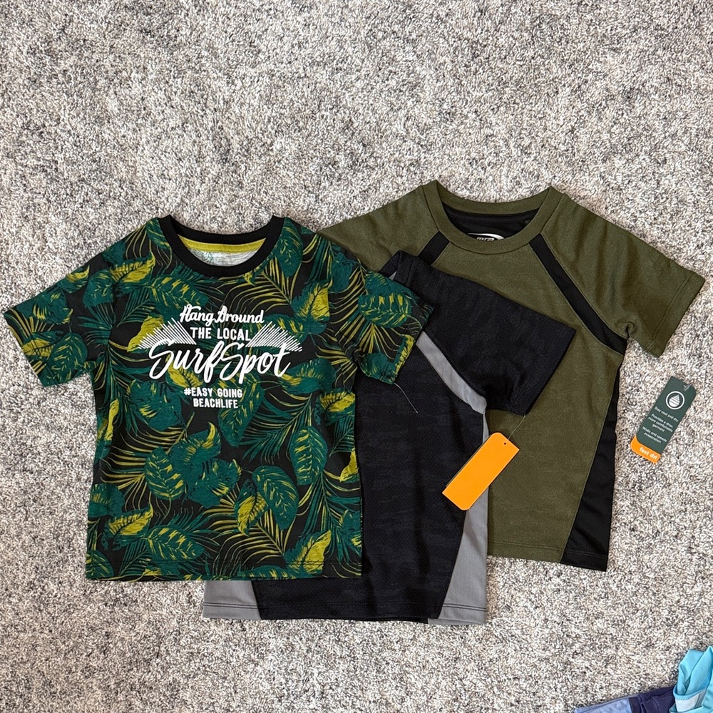 BUNDLE OF NEW: MTA Sport Boys Green & Black Surf Spot Graphic Tee Trio